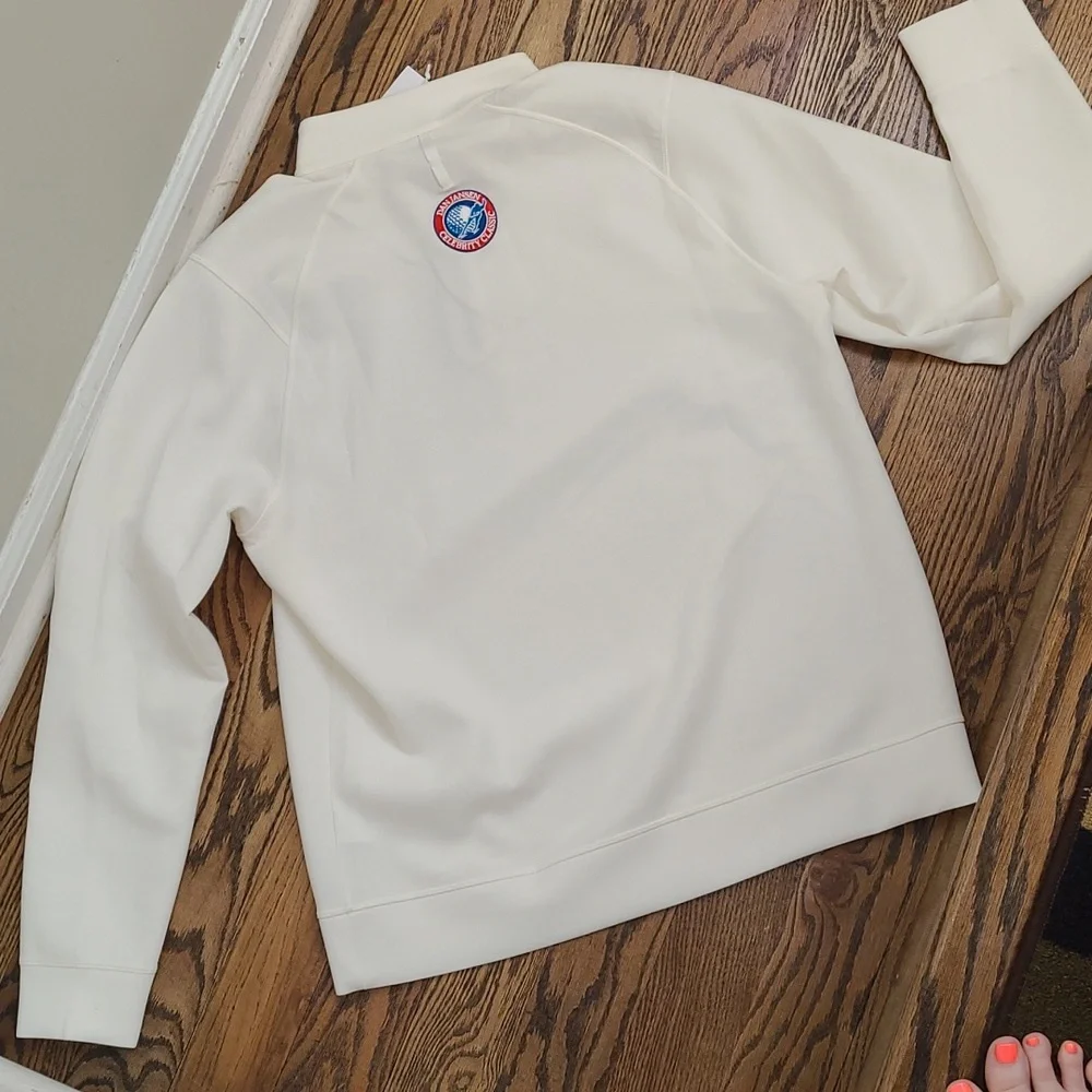 Mens Puma Cloudspun Off-White Quarter Zip-Up Pullover size Lg - Picture 2 of 7